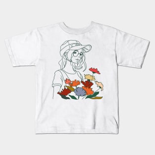 Girl with a bouquet of flowers Kids T-Shirt